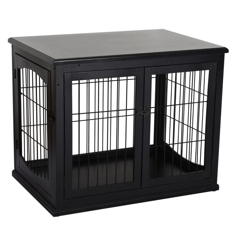 Hundbur trä 58.5x81x66 cm svart