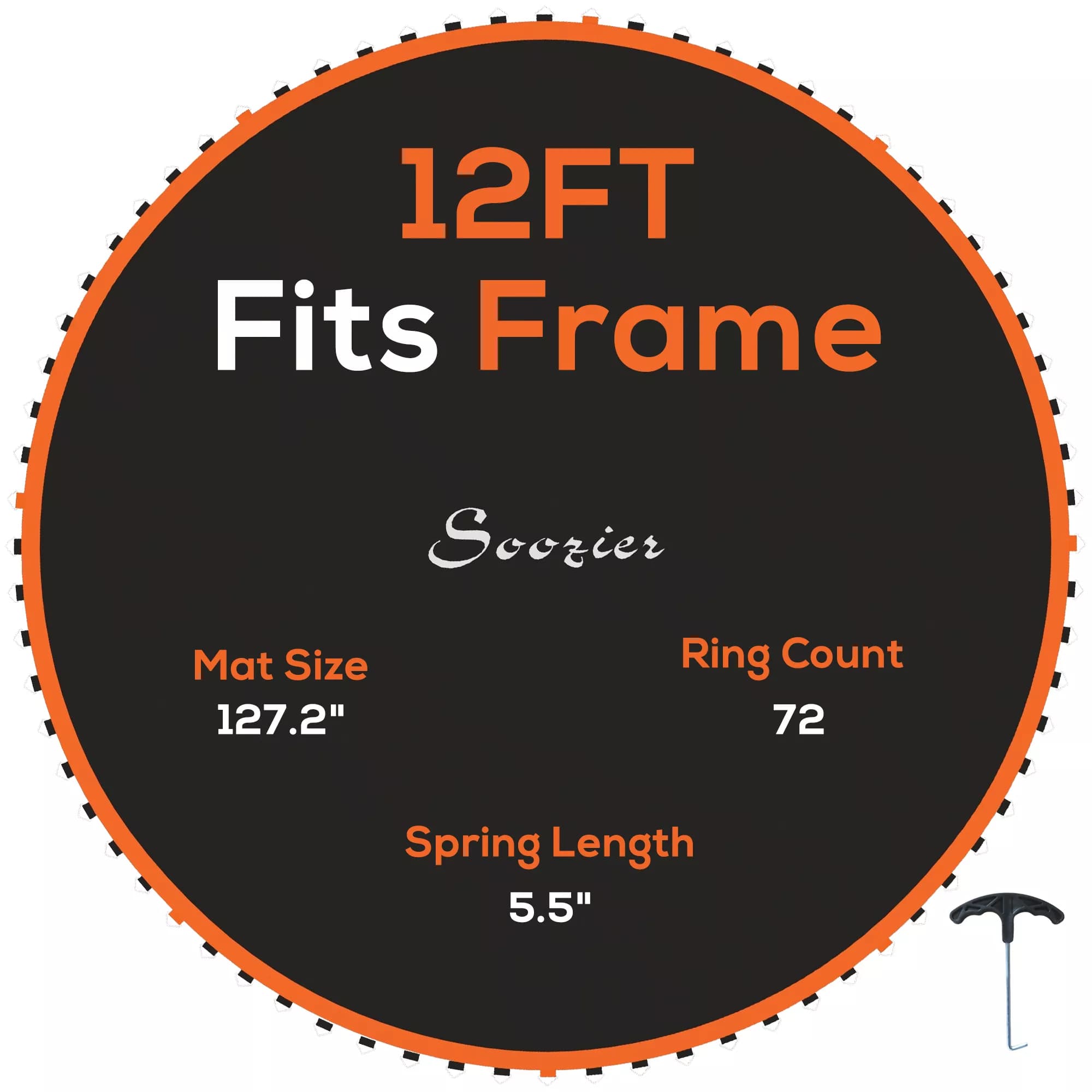 Sportnow Studsmattematta Reservdel, Orange, Polypropen, Ø323 cm, 72 V-ringar, 14 cm fjädrar