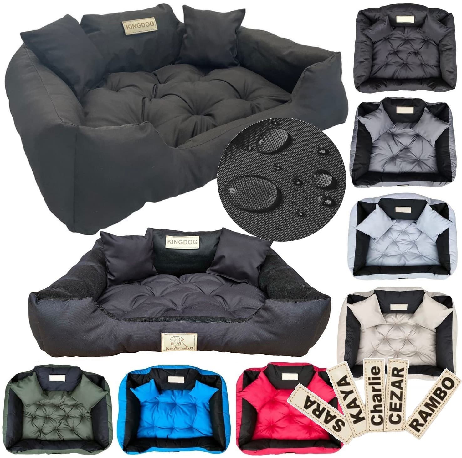 Hundkennel KINGDOG 130x105 cm personaliserad vattentät svart