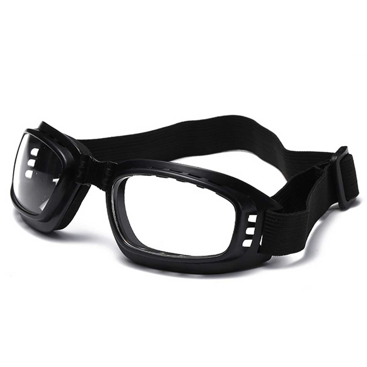 Motorcykelglasögon Retro MC Svart Klart Glas
