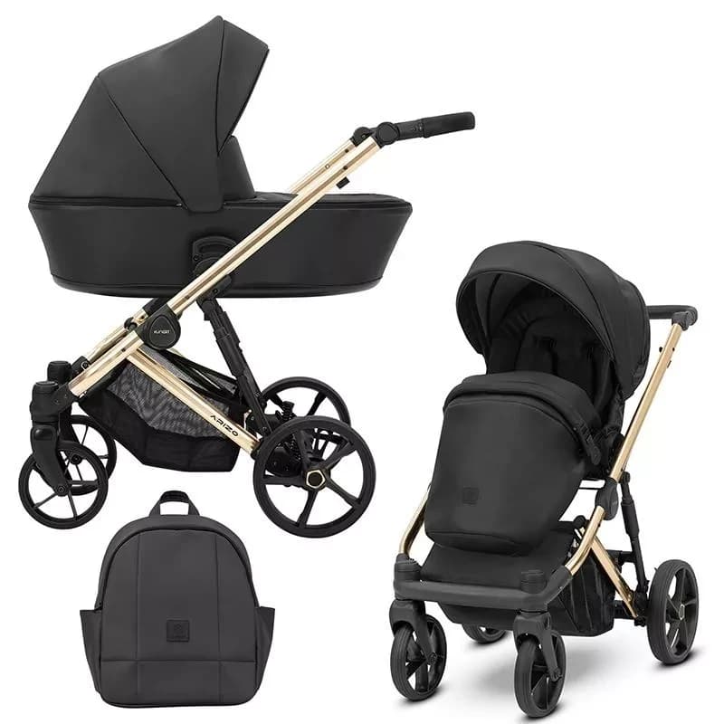 Arizo 2-i-1 barnvagn Svart Eko läder