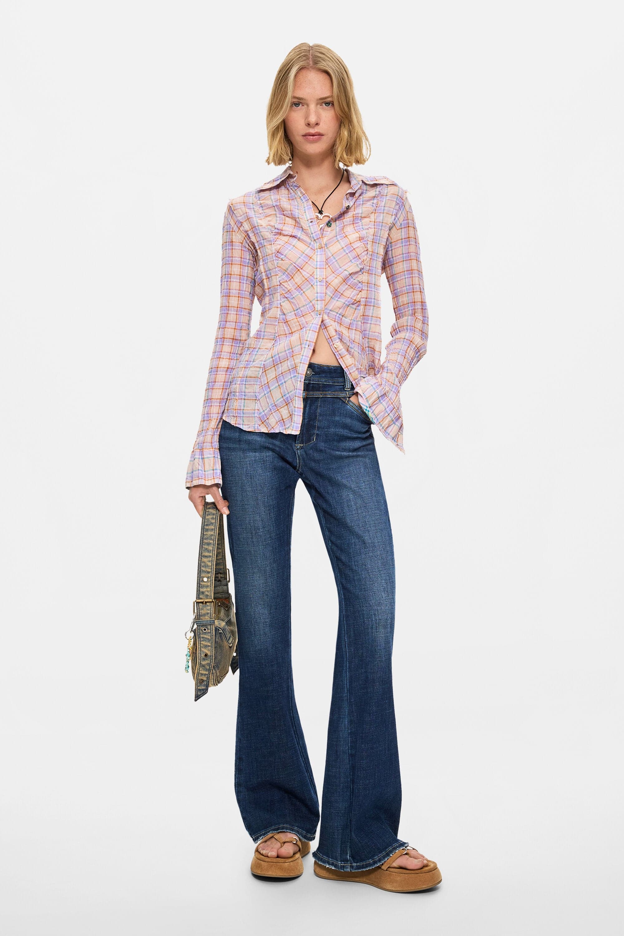 Desigual, Washed flared jeans, Women, Blue, 38