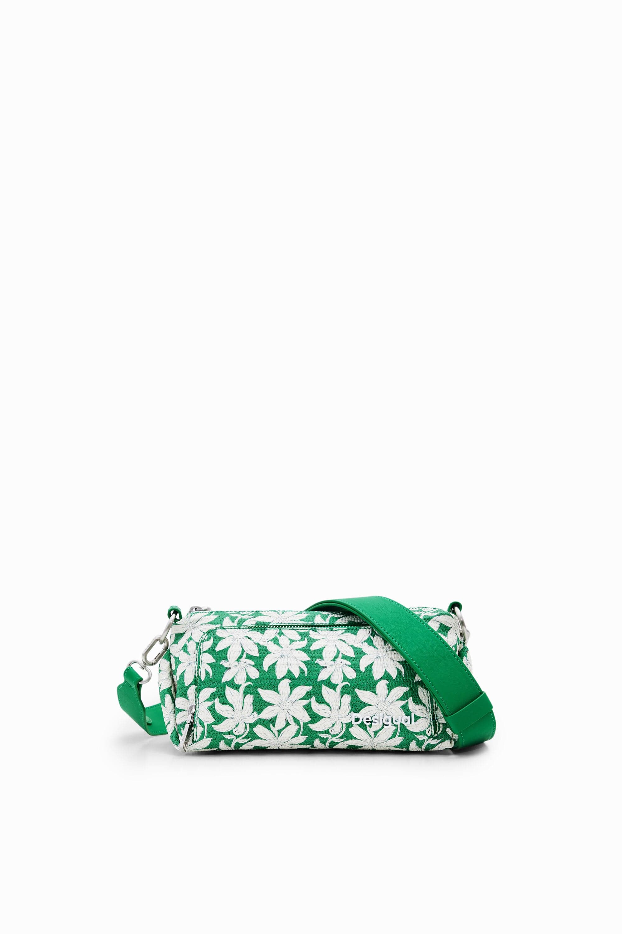 Desigual, S textured floral crossbody bag, Polyurethane, Green, U
