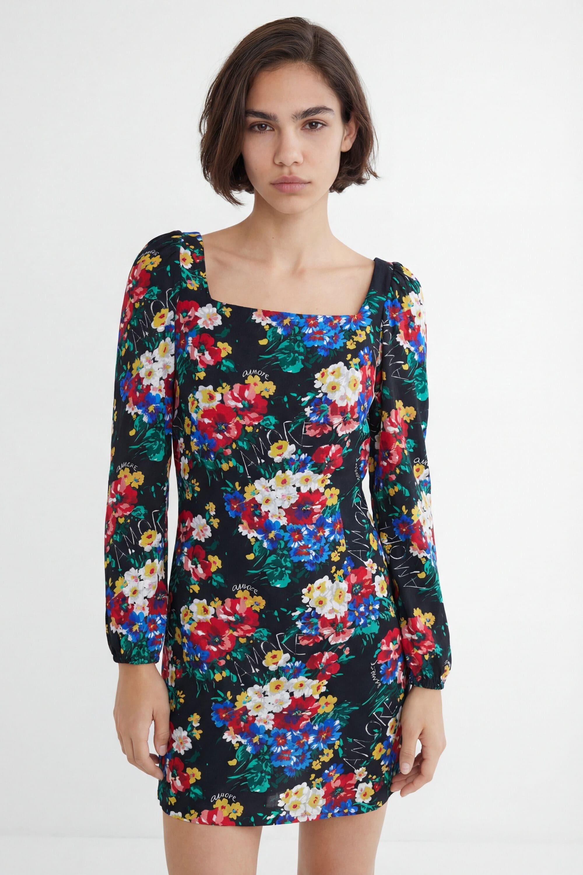 Desigual, Slim short dress square neckline, Viscose, XS