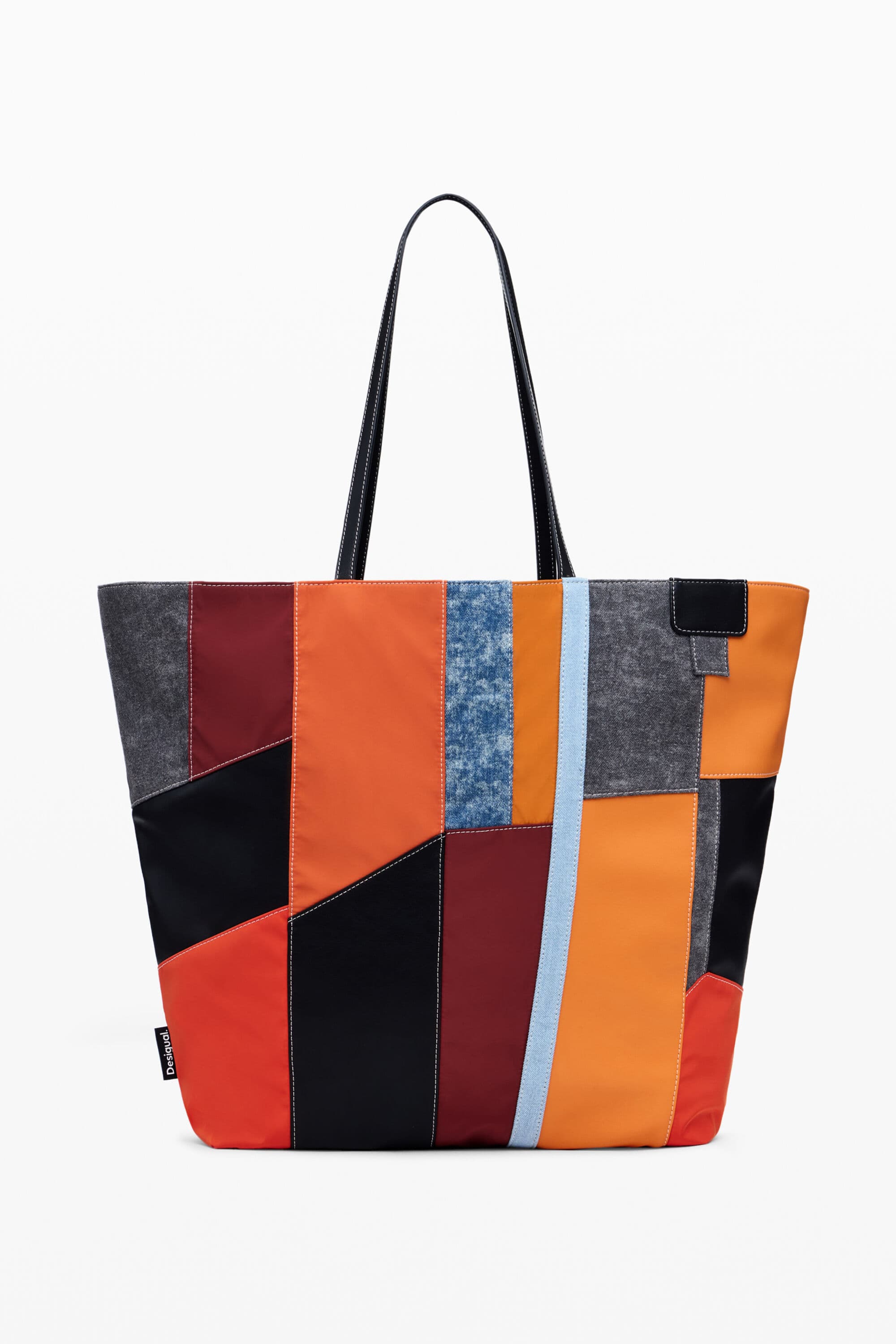 Desigual, Arty patch bag with large handles, Orange, U
