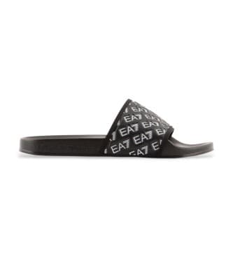 EA7 unisex. 7X000109_AF15125 Flip Flops All Over Logo svart (39), Karta, Ingen, Casual, Strandkläder
