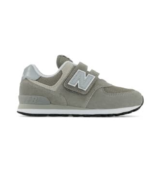 New Balance unisex för barn. PV574V1 Sneakers i läder 574 Core Hook & Loop grön (34.5 W), Hud, Karta, Kardborreband, Casual, barnmode