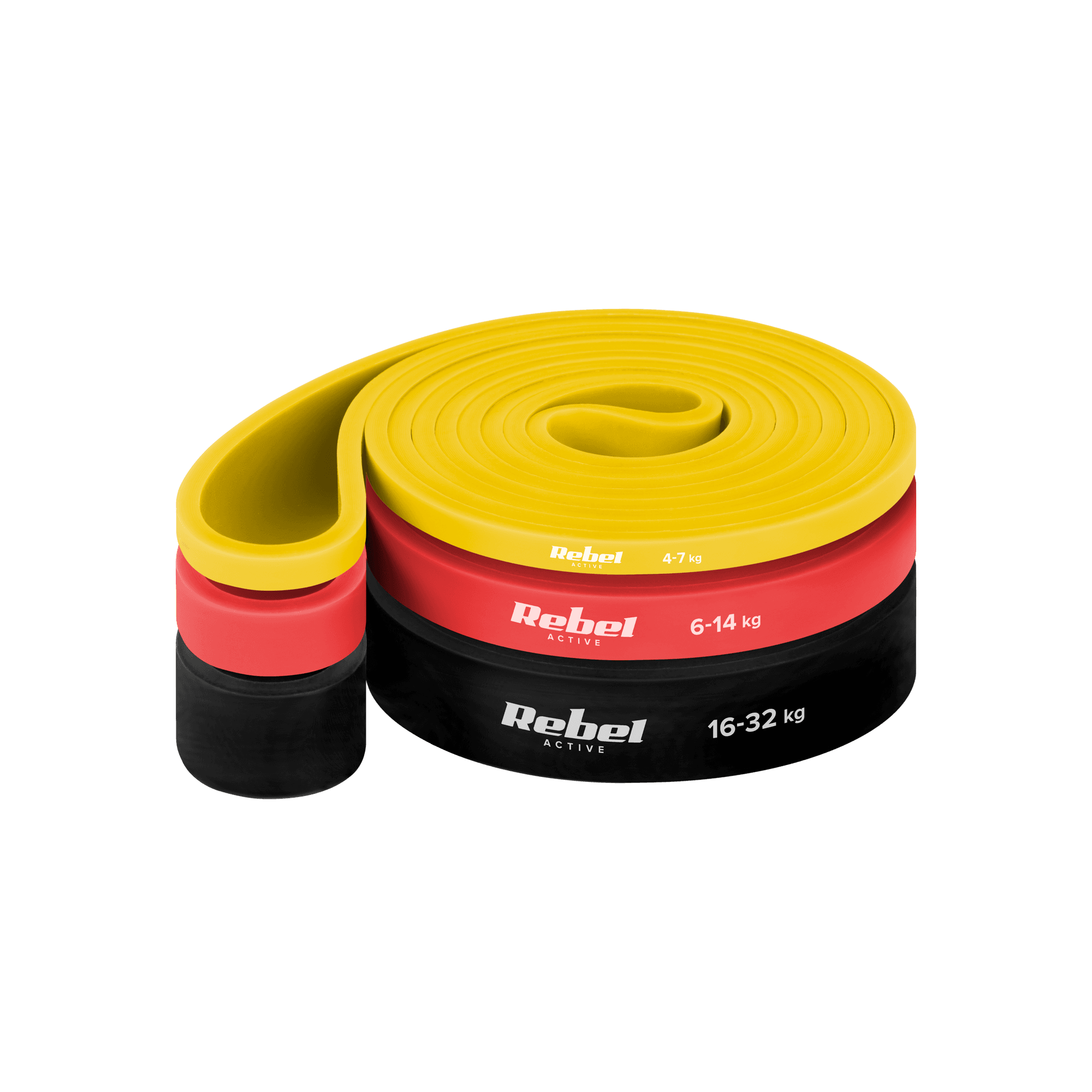 Sett med 3 gummiband kraftband motståndsband för träning och fitness Rebel