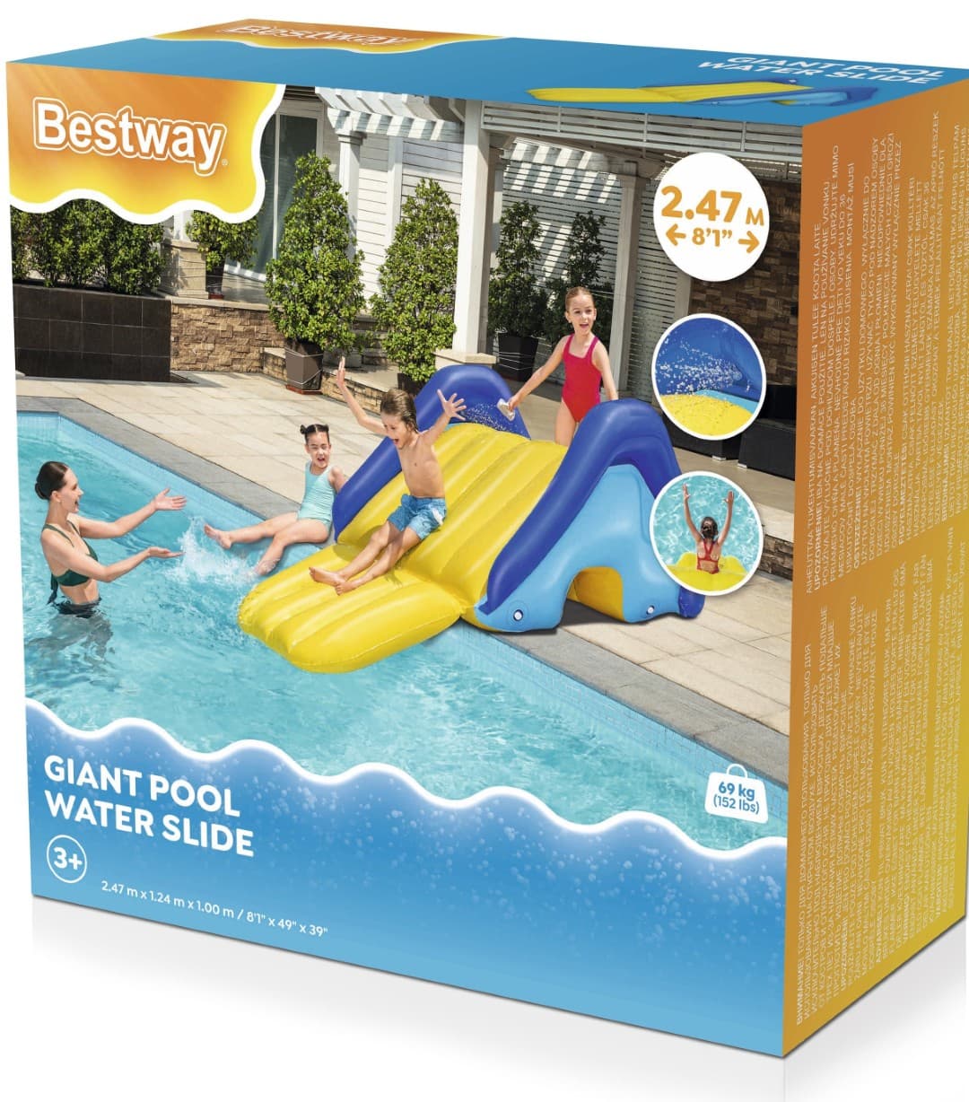 Bestway Gigant Uppblåsbar Poolrutschkana 247 x 124 x 100 cm