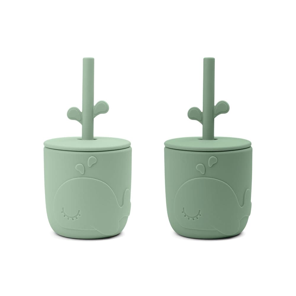 Done by Deer Peekaboo sugrörsmugg 2-pack Wally Green