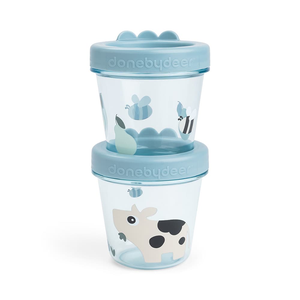Done by Deer Baby matförvaring 2-pack Tiny farm Blue