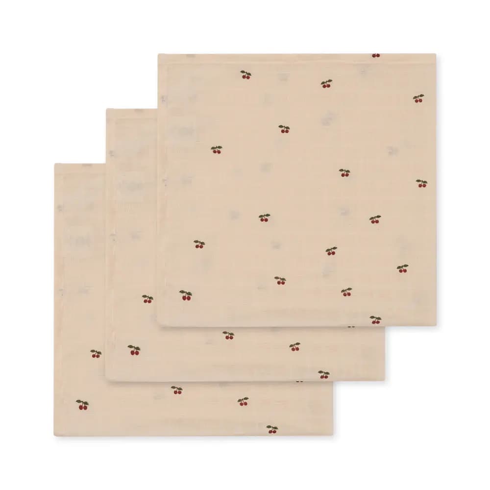 Konges Slöjd Muslinfiltar 3-pack GOTS Cherry